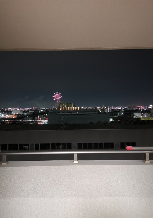 高層階に住むと花火もリビングから見れますよ。の画像