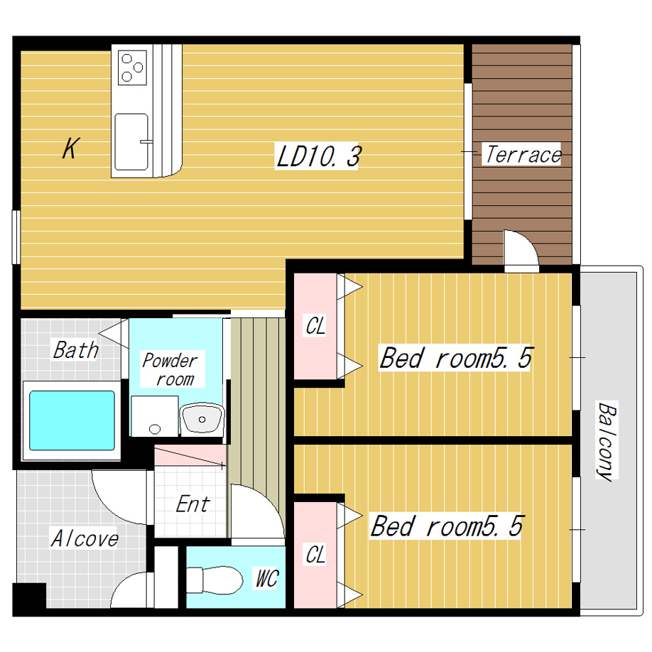 【船橋エリア】グローバル・ガーデン・シティA棟～防犯バッチリ2LDKの画像