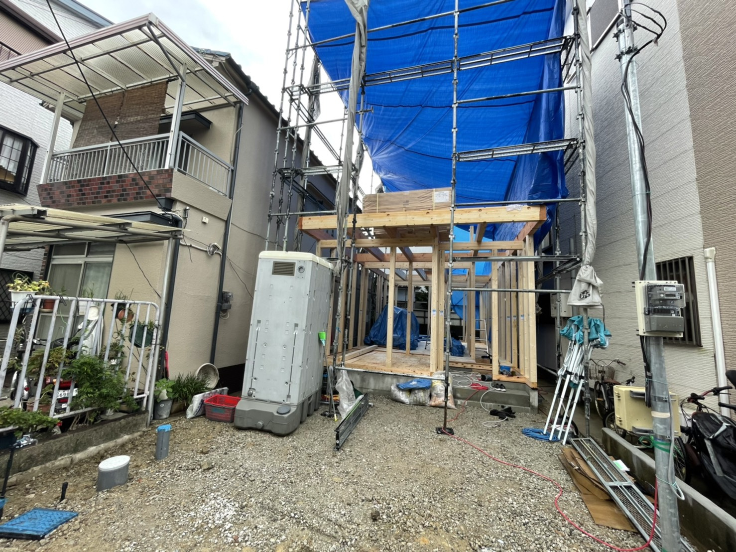 【上野芝向ヶ丘町の注文建築】土台引きです(^^♪の画像