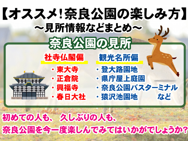 【オススメ！奈良公園の見所＆楽しみ方】イベント情報などまとめの画像