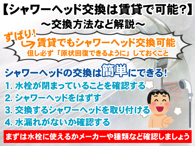 【シャワーヘッドの交換は賃貸住宅でも可能？】簡単交換方法や種類など解説の画像