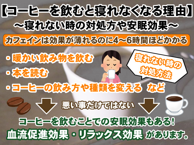 何故コーヒーを飲むと寝れなくなるの？寝れない時の対処方法の画像