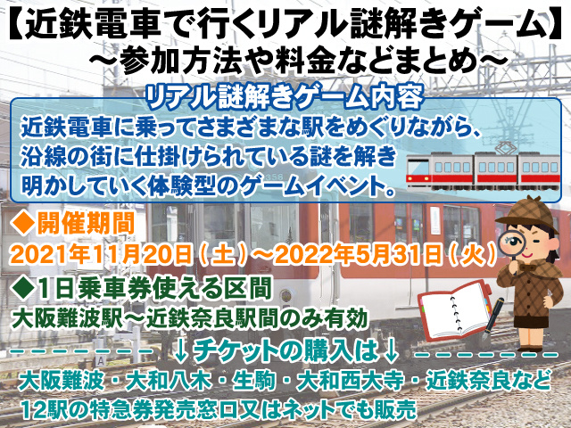 【近鉄電車で行くリアル謎解きゲーム】参加方法や料金などまとめの画像
