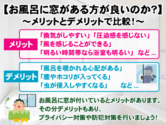 【お風呂に窓がある方が良いのか？】メリットとデメリットで比較！の画像