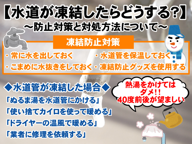 【水道が凍結したらどうする？】防止対策と対処方法についての画像
