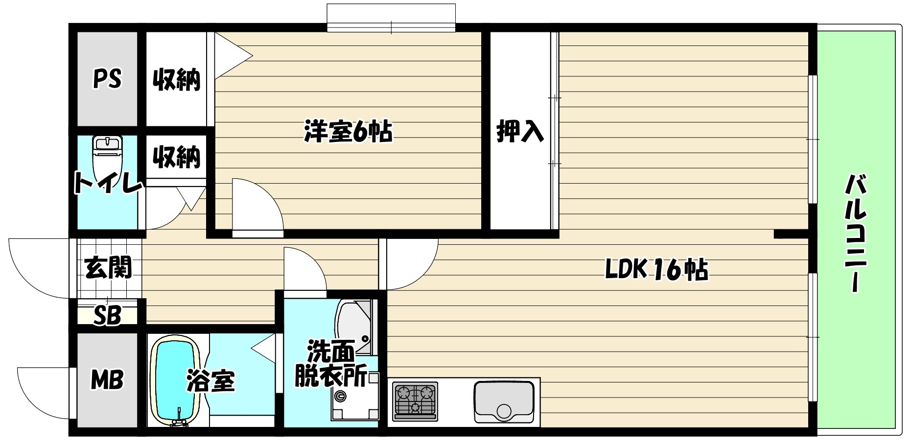 広々LDK16帖　1LDKの画像