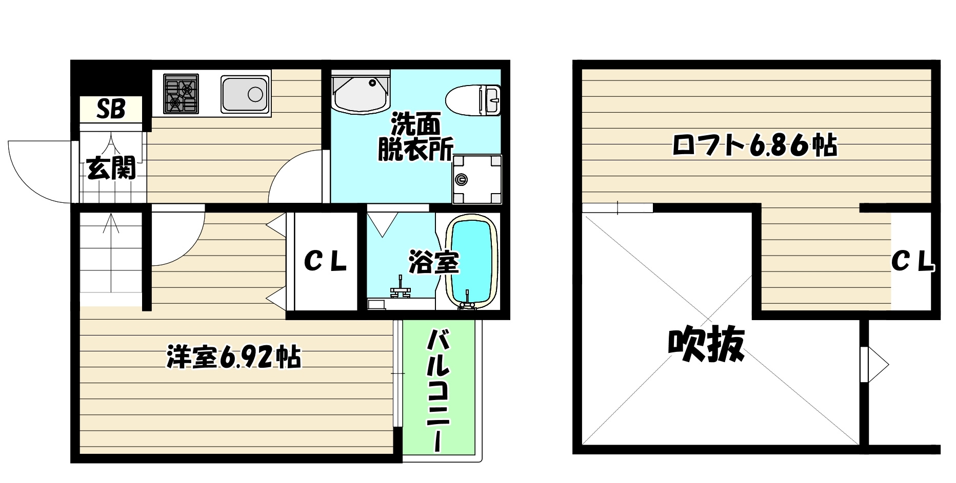 1Kロフト付きデザイナーズ　Casa下新庄の画像