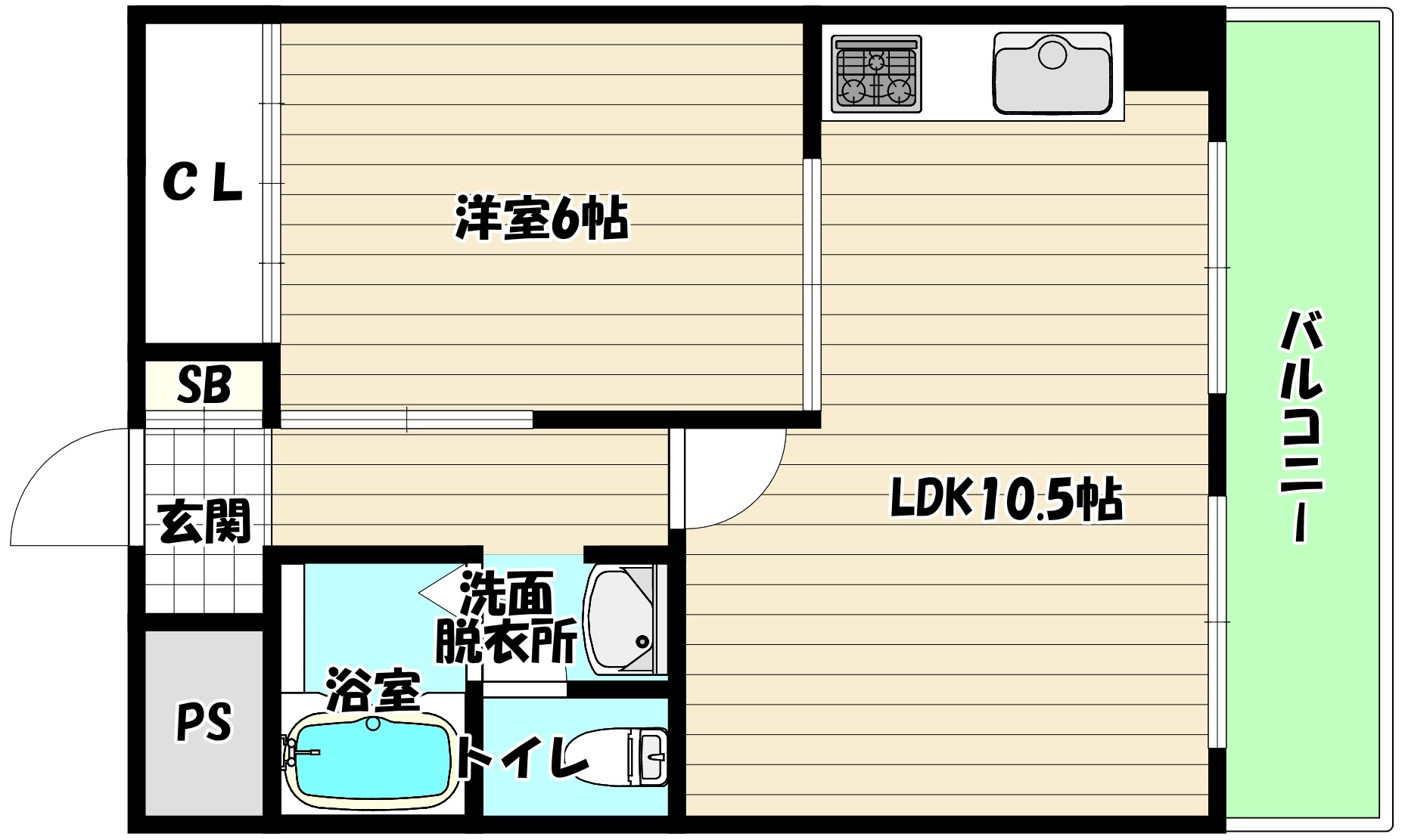 クローバーメゾン新大阪　2DK→1LDKに間取変更のお部屋の画像