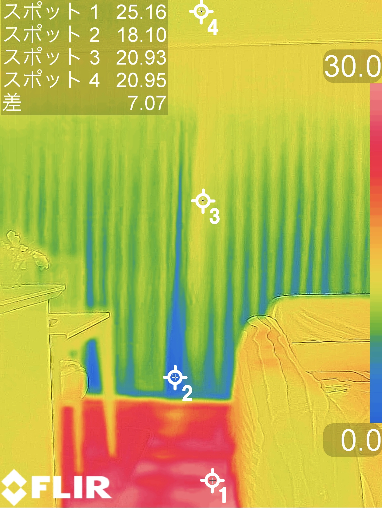 温水式床暖房VSエアコンの快適度をサーモ写真で比べてみました...の画像
