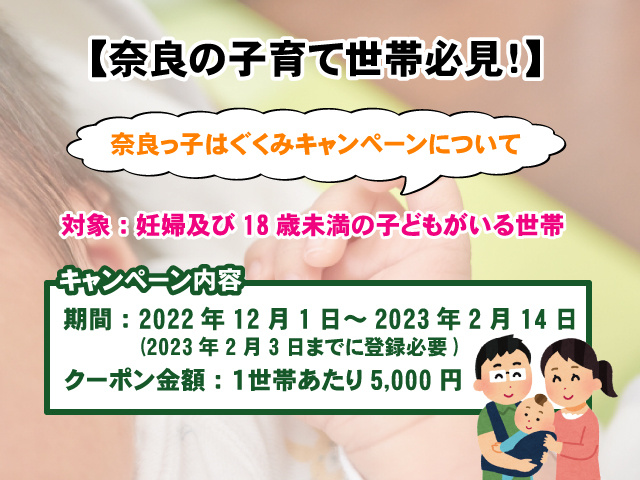 【奈良の子育て世帯必見！】奈良っ子はぐくみキャンペーンについての画像