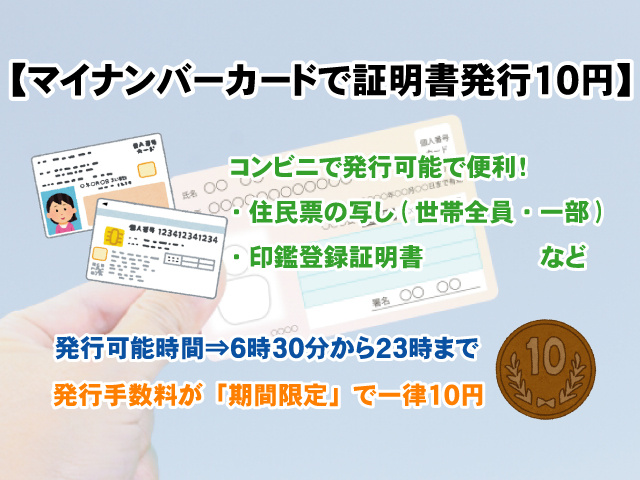 【奈良市マイナンバーカードで証明書発行が10円】キャンペーン期間のお知らせの画像