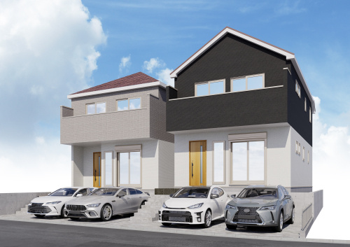 藤沢市石川新築戸建全6棟　外観パース更新　都市ガス　車2台駐...の画像