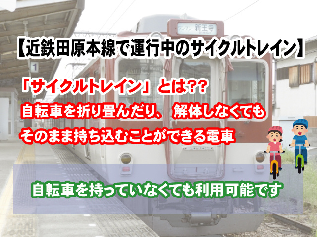 【近鉄田原本線で運行中のサイクルトレイン】知って楽しく利用しよう！の画像