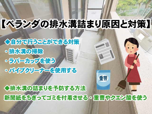 【ベランダの排水溝が詰まる原因とは？】自分でできる予防と対策の画像