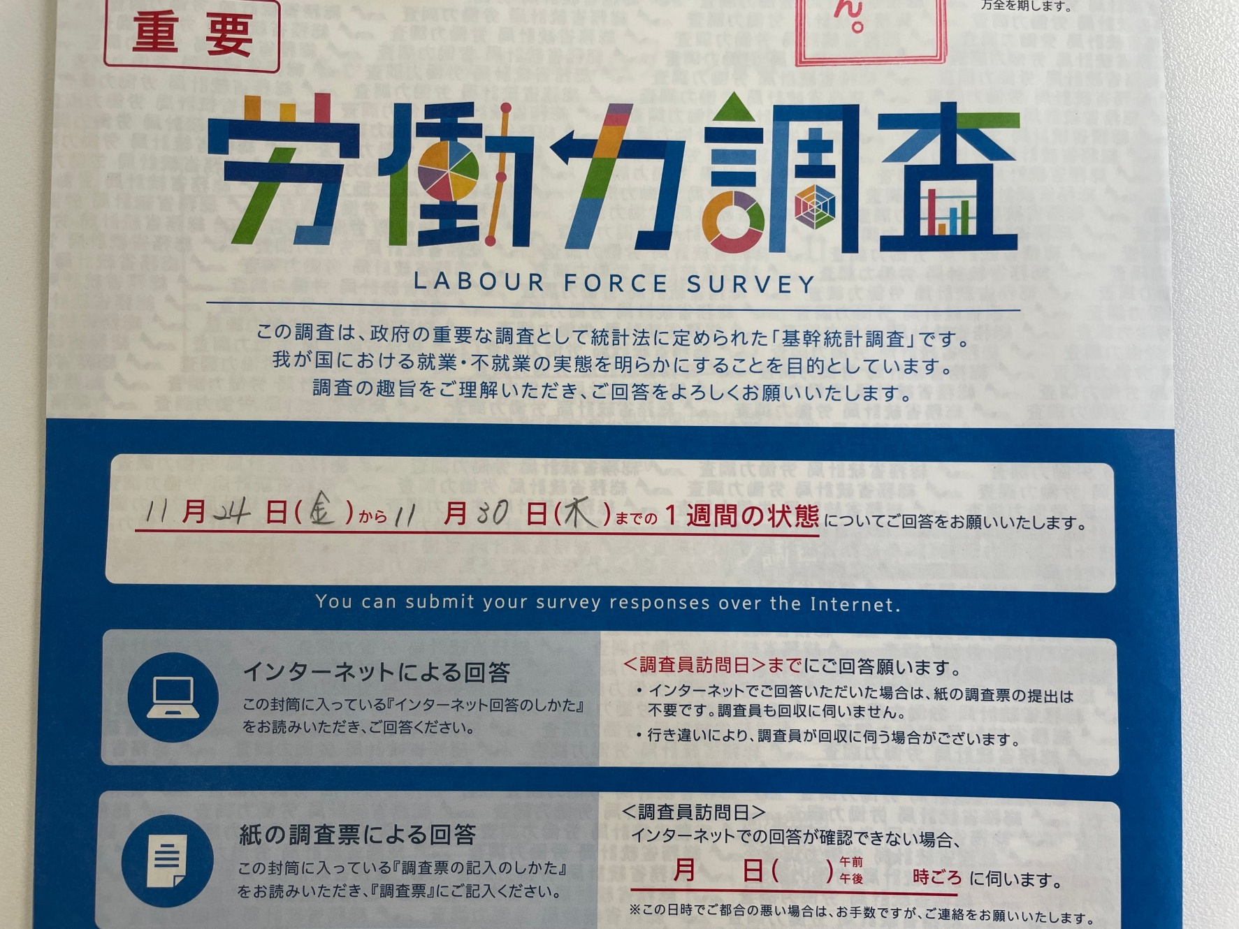 労働力調査の案内の画像