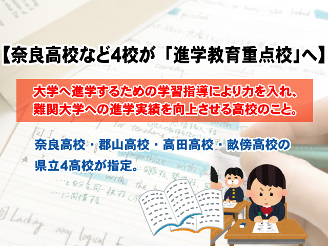 【奈良高校など4校が「進学教育重点校」に指定へ】理由や開始時期についての画像