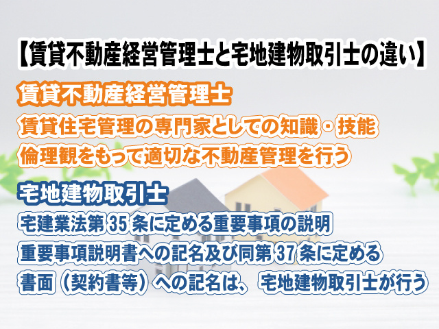 「賃貸不動産経営管理士」と「宅地建物取引士」の違いは？の画像