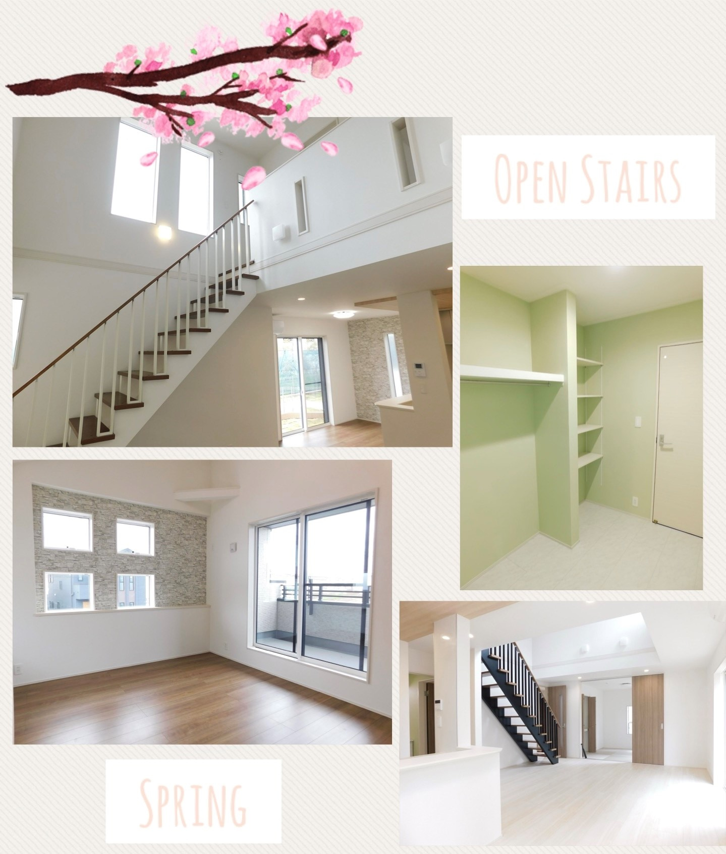 「天井の高さが魅力的なオープン階段のあるLDK」の画像