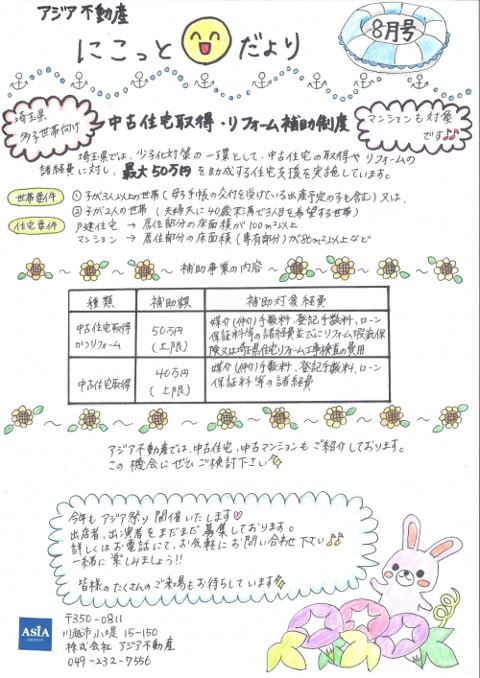 にこっとだより～８月号～の画像