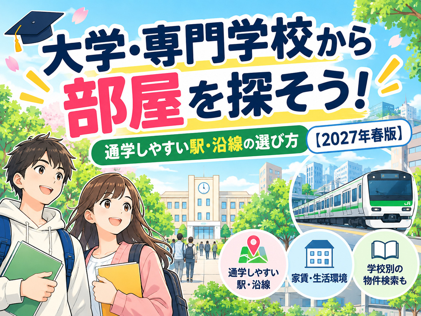 大学・専門学校から賃貸物件を探すには？通学しやすい駅・沿線の...の画像