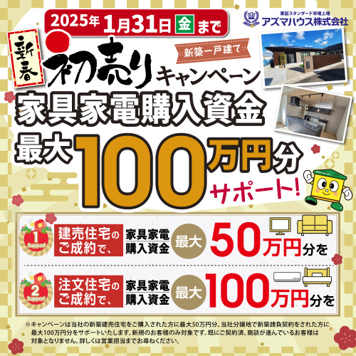 新春初売りキャンペーン　家具家電購入資金最大100万円サポー...の画像