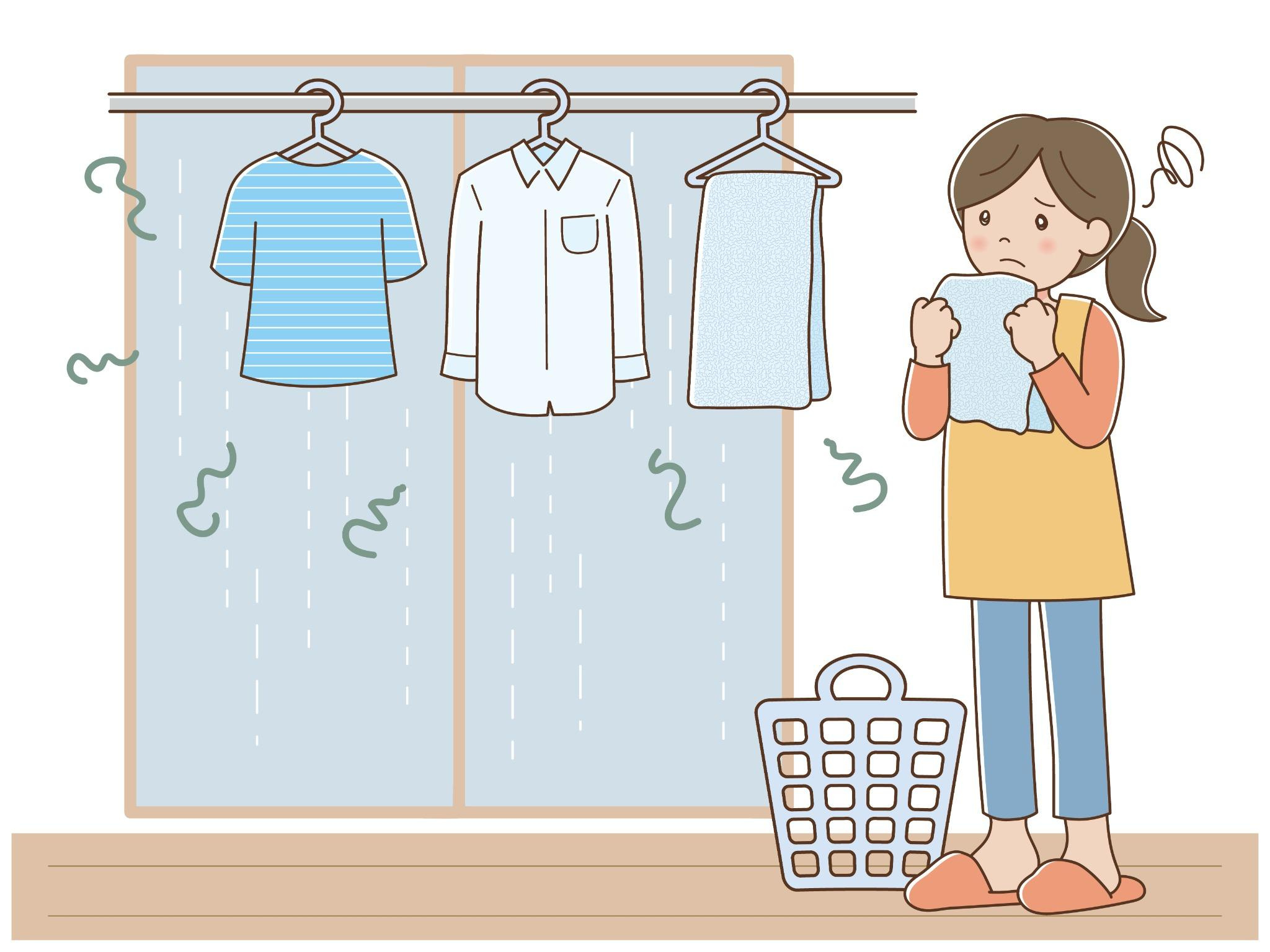  部屋干しと外干し、今日はどっちの方が洗濯物が乾きやすいのか...の画像