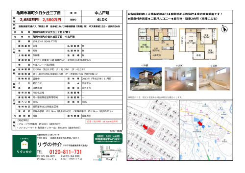 価格改定「亀岡市夕日ケ丘三丁目」の画像