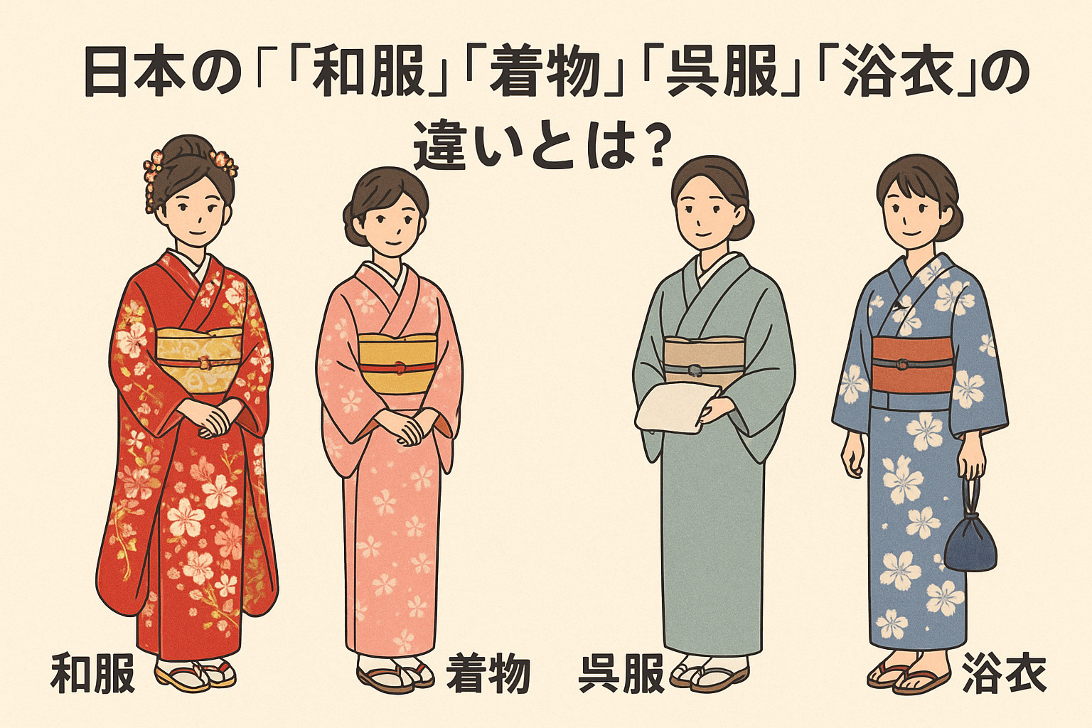 日本の「和服」「着物」「呉服」「浴衣」の違いとは？の画像