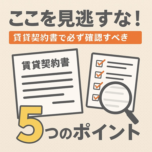 ここを見逃すな！賃貸契約書で必ず確認すべき5つのポイントと、...の画像