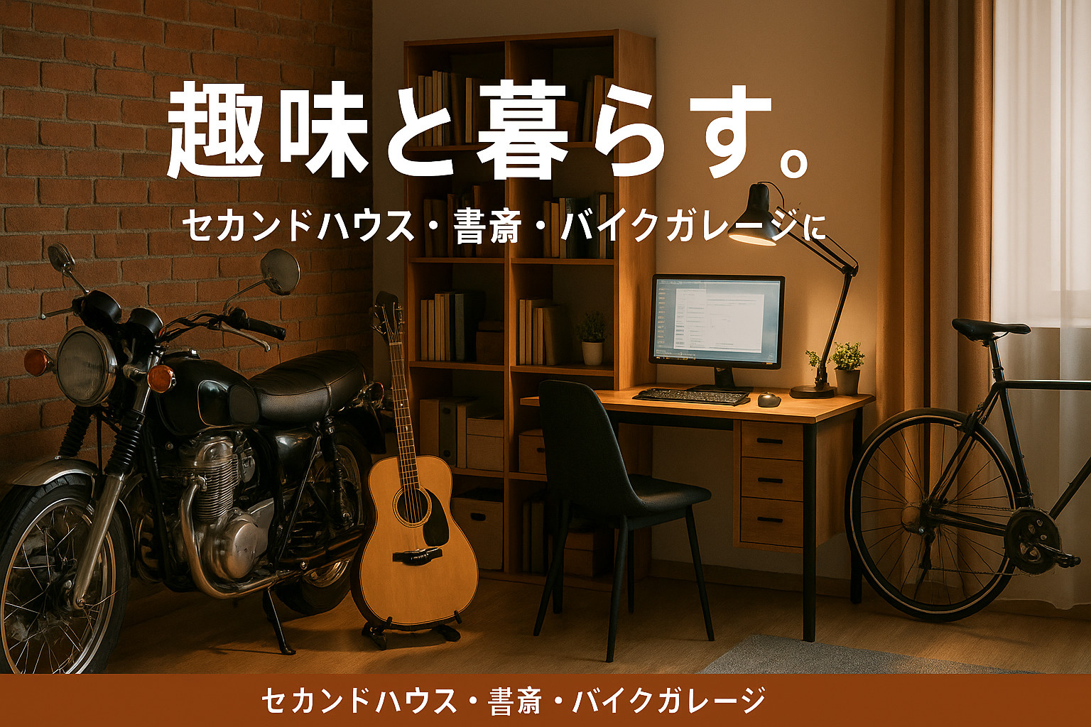 趣味と暮らす。 セカンドハウス・書斎・バイクガレージにも使え...の画像
