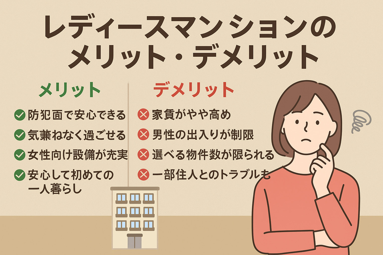 レディースマンションってどうなの？女性専用物件のメリット・デ...の画像