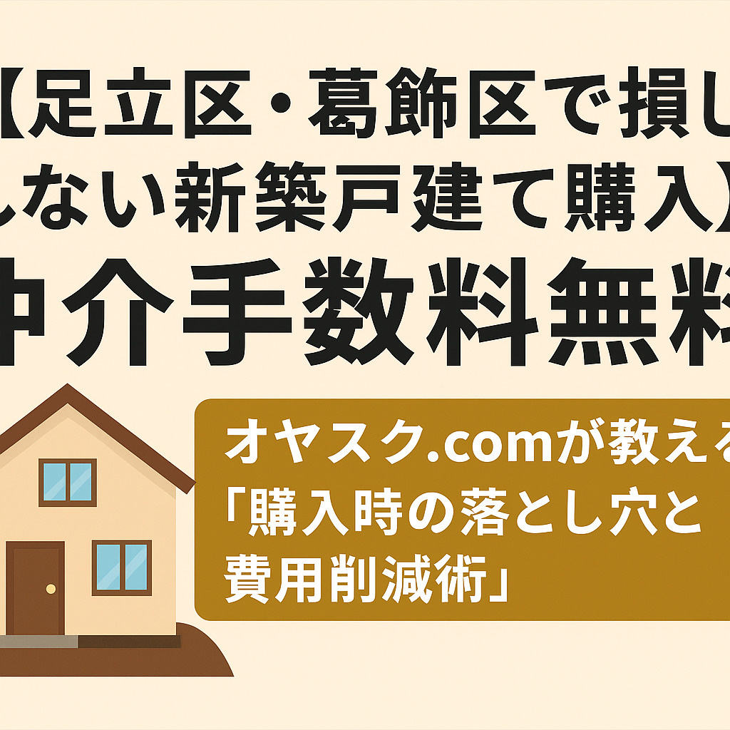 【足立区・葛飾区で損しない新築戸建て購入】仲介手数料無料 〜...の画像