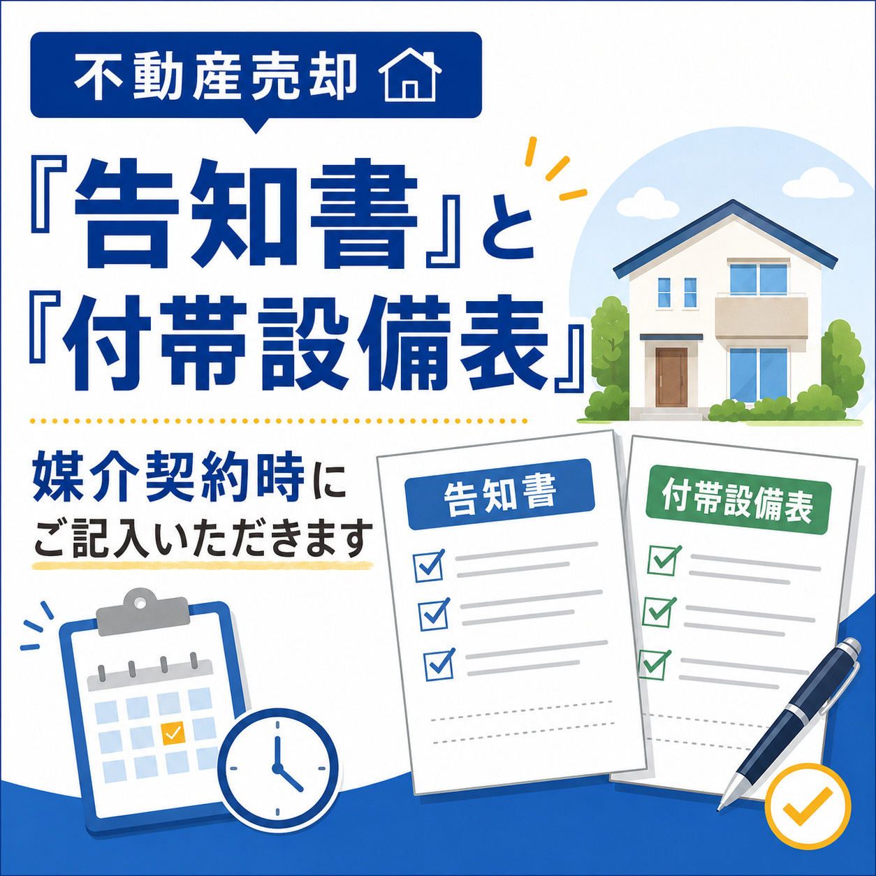 不動産売却時の「告知書」と「付帯設備表」は、媒介契約時にご記...の画像
