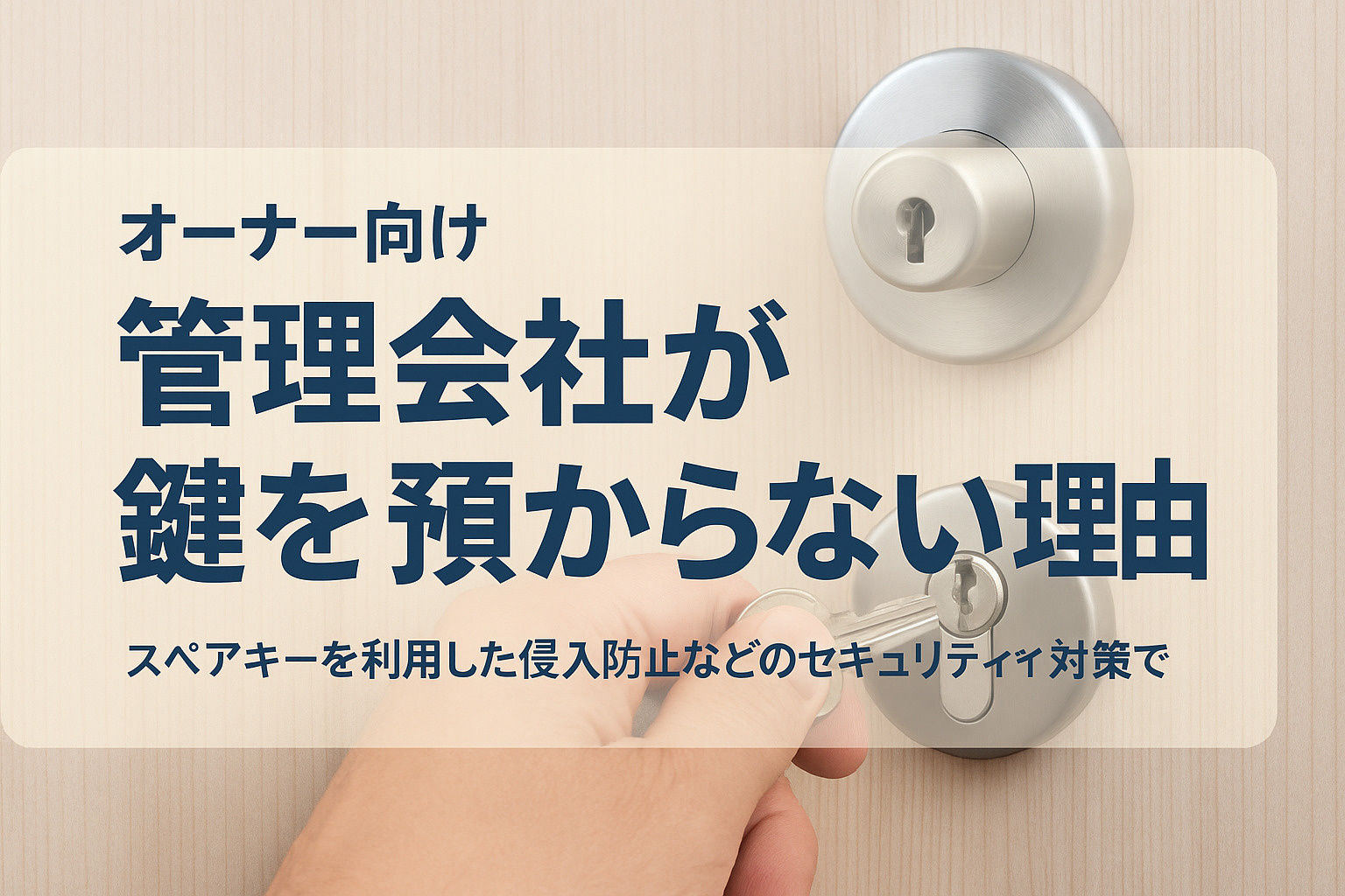 なぜ最近の管理会社は鍵を預からないのか？〜オーナーが知ってお...の画像