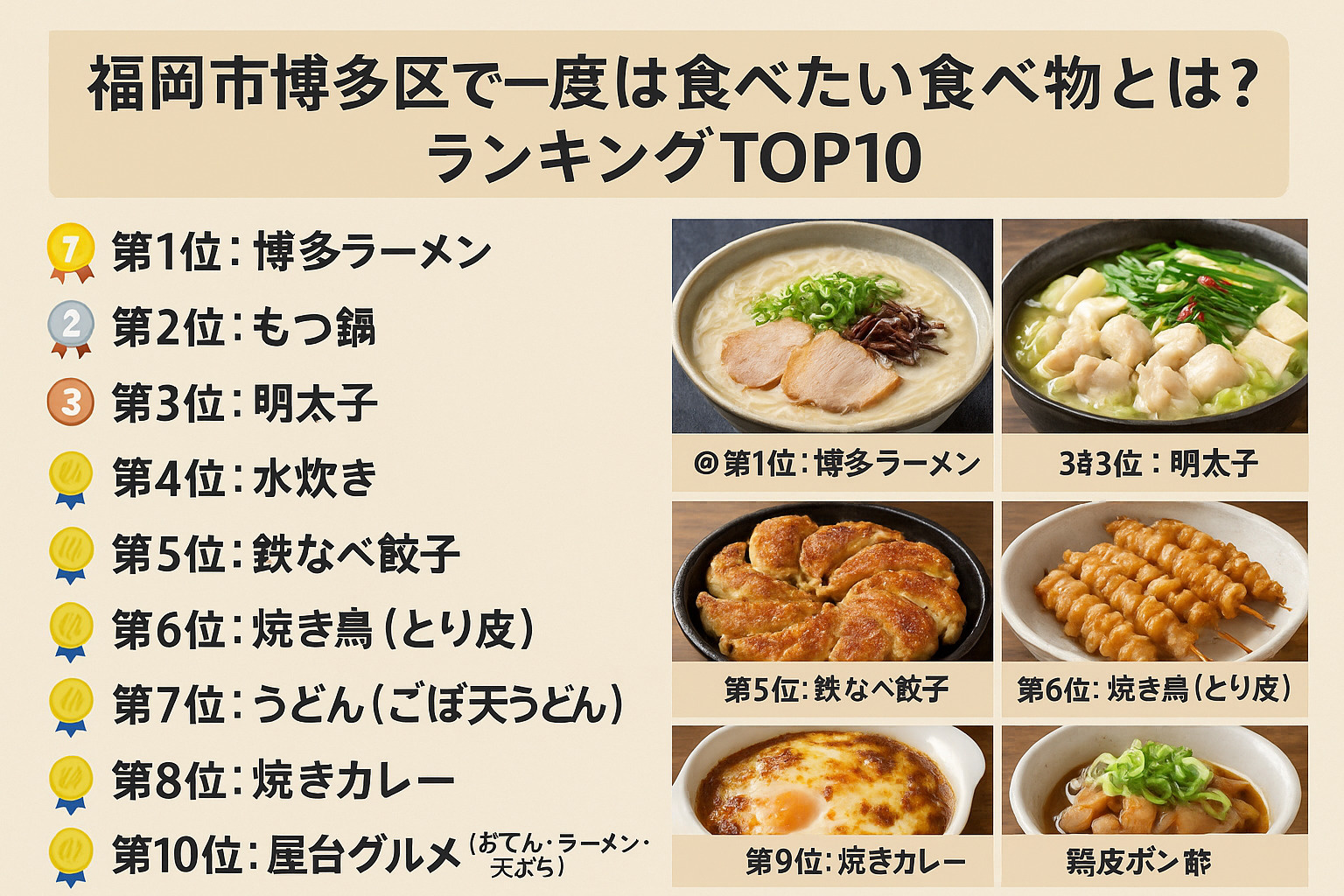 福岡市博多区で一度は食べたい食べ物とは?【ランキングTOP1...の画像