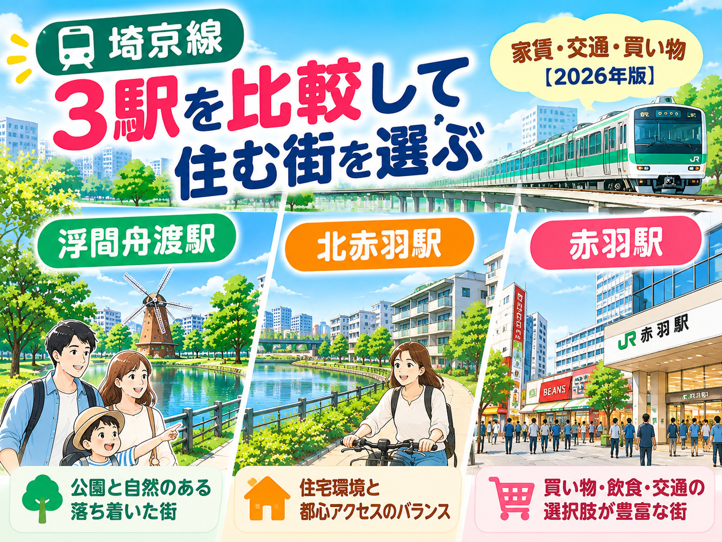 埼京線の住みやすい駅は？浮間舟渡・北赤羽・赤羽を家賃・交通・...の画像