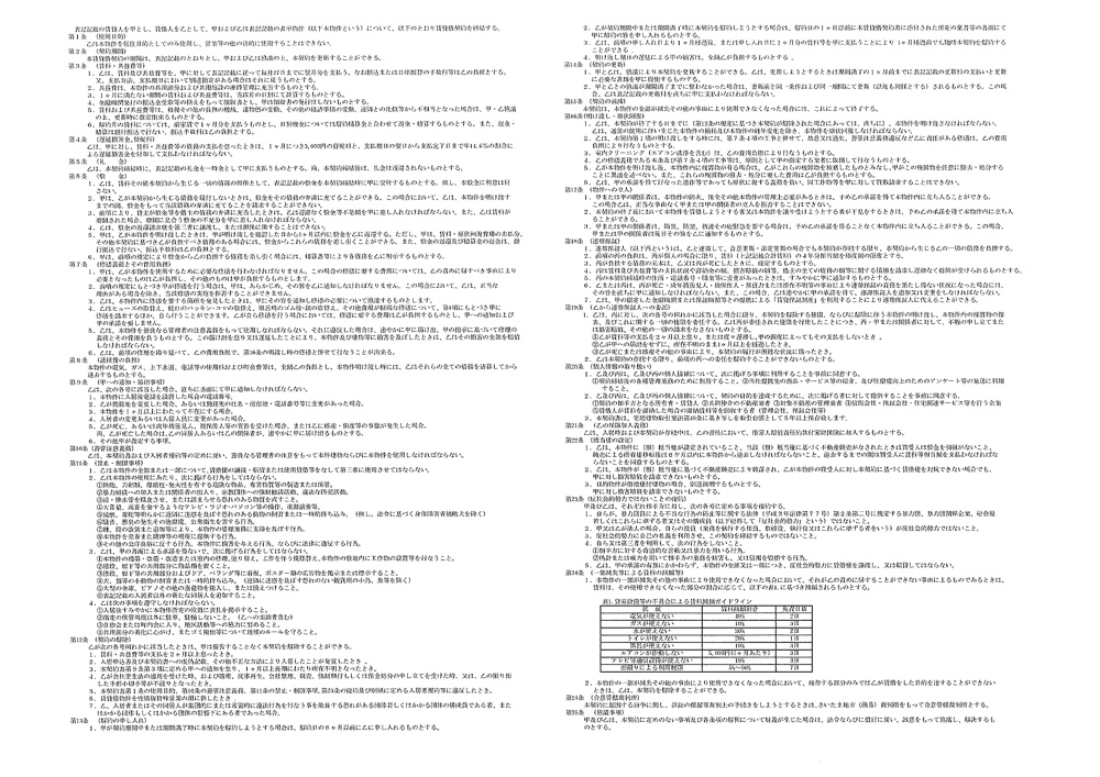 「賃貸借契約書の条文（第1条）」の画像