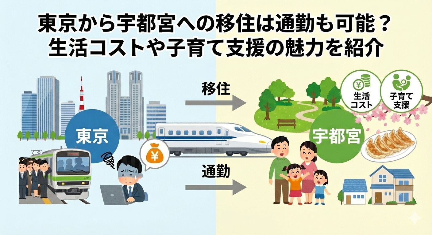 東京から宇都宮への移住は通勤も可能？生活コストや子育て支援の...の画像