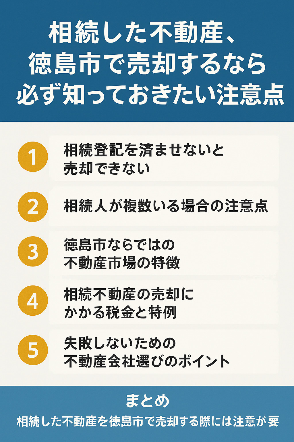 相続した不動産、徳島市で売却するなら必ず知っておきたい注意点...の画像