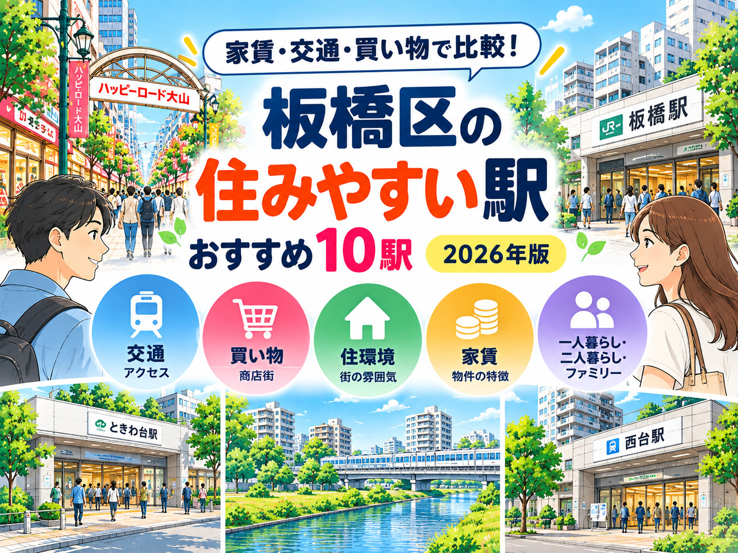 板橋区で住みやすいおすすめ10駅｜家賃・交通・買い物を比較【...の画像