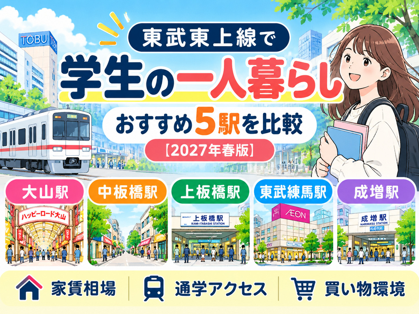 東武東上線で学生の一人暮らし｜おすすめ5駅・家賃相場・通学の...の画像