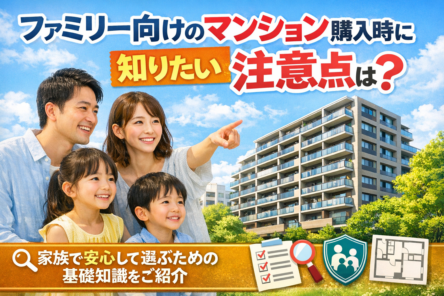 ファミリー向けのマンション購入時に知りたい注意点は？家族で安...の画像