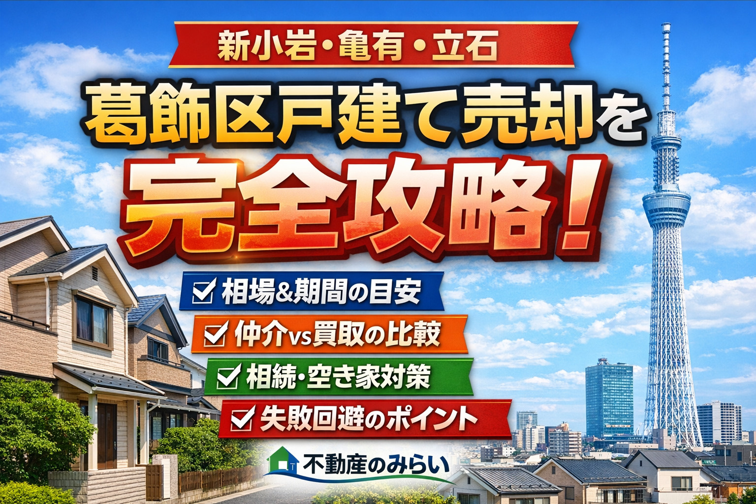 【完全版】葛飾区で戸建て売却を成功させる戦略｜相場・期間・相...の画像