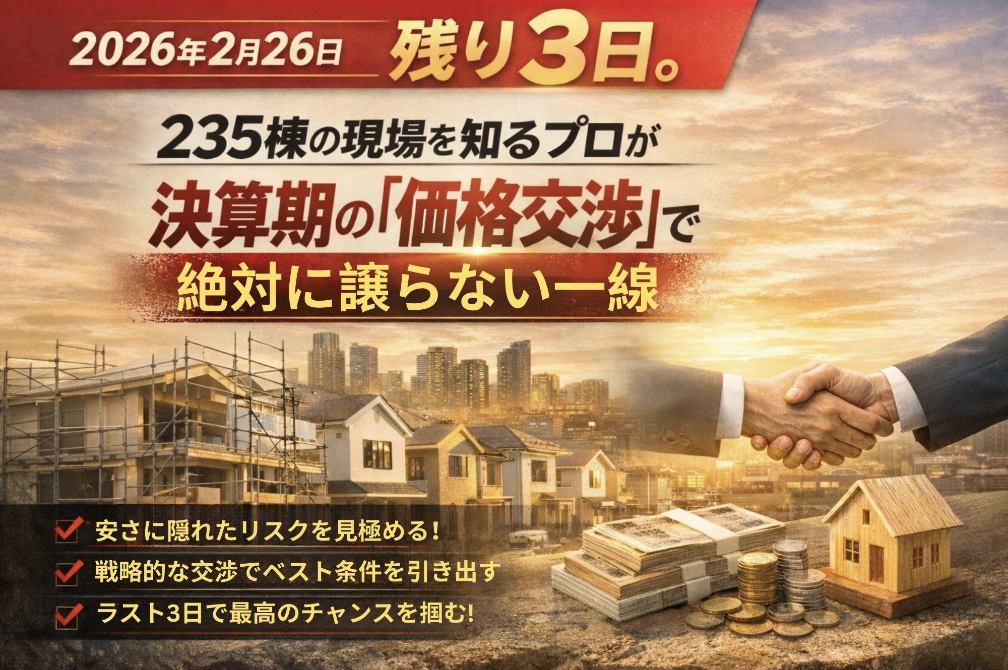 （2026年2月26日）残り3日。235棟の現場を知るプロが...の画像
