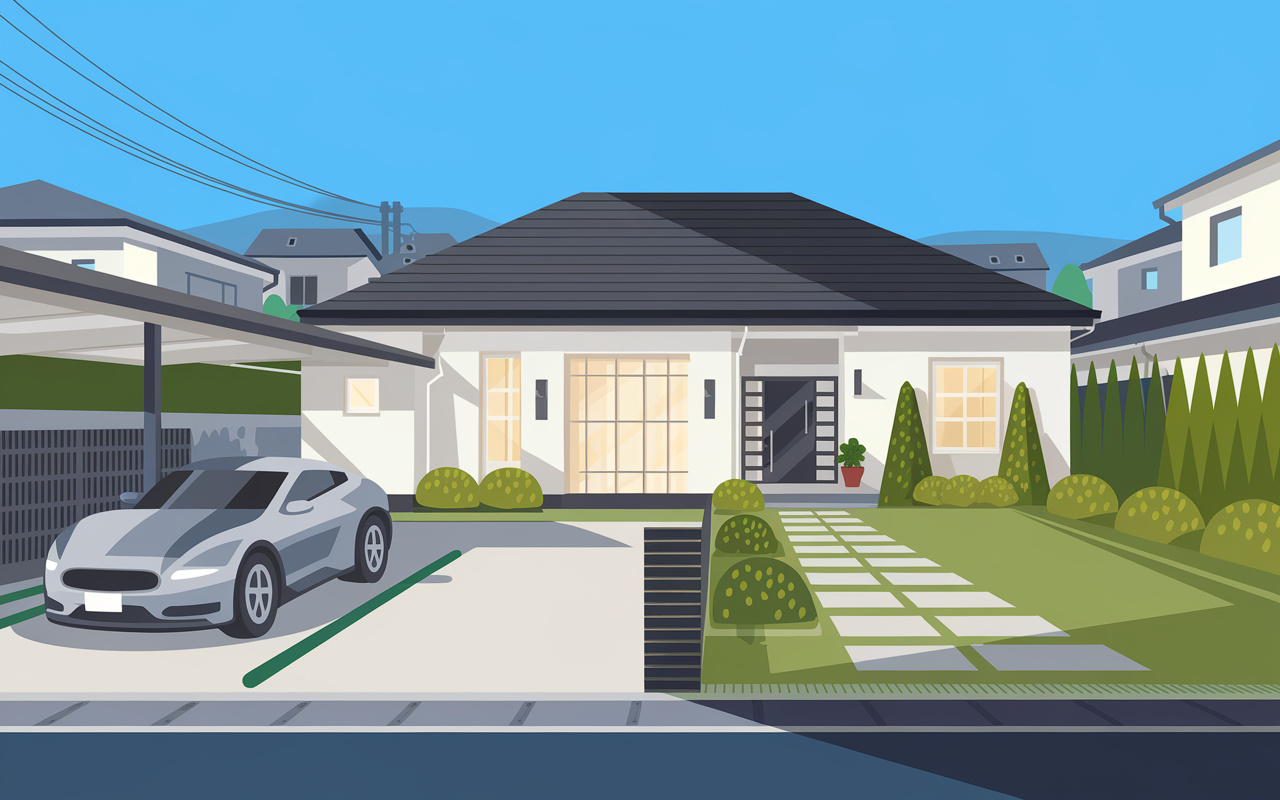 駐車場と庭の両立は住宅で何が問題になる？庭や家の空間活用の工...の画像