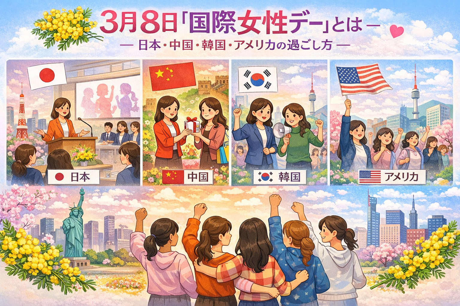 3月8日「国際女性デー」とは ― 日本・中国・韓国・アメリカ...の画像
