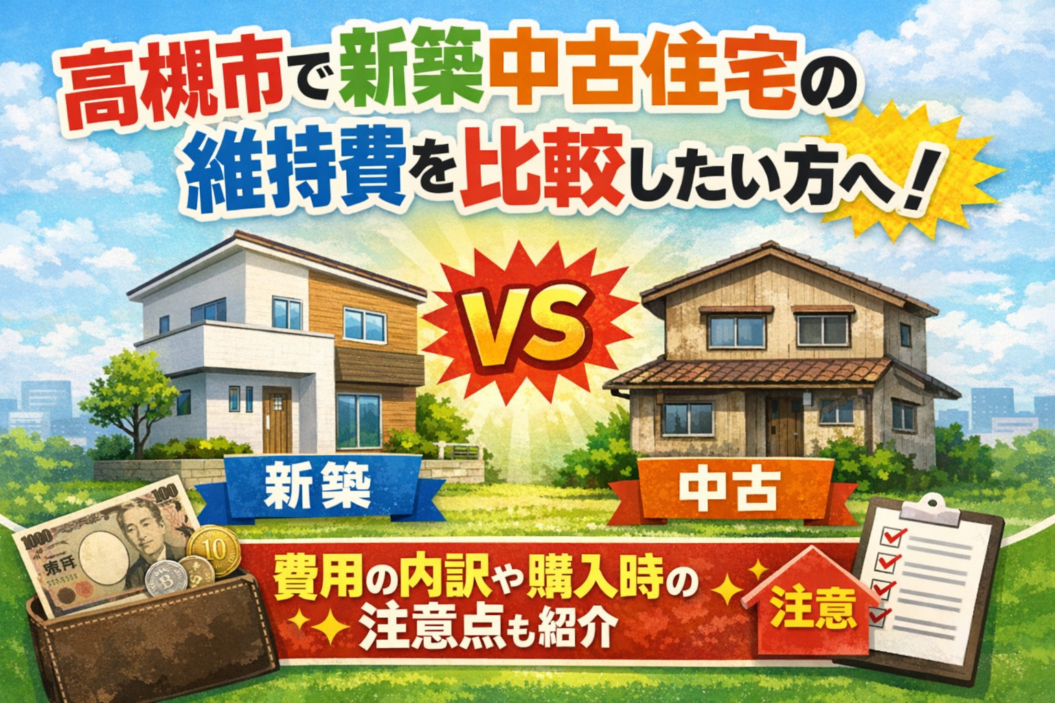 高槻市で新築中古住宅の維持費を比較したい方へ！費用の内訳や購...の画像