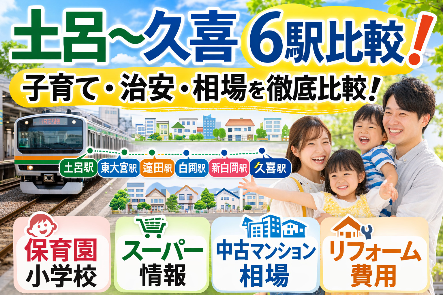 土呂〜久喜の6駅比較｜子育て・治安・駅徒歩10分相場の見取り...の画像