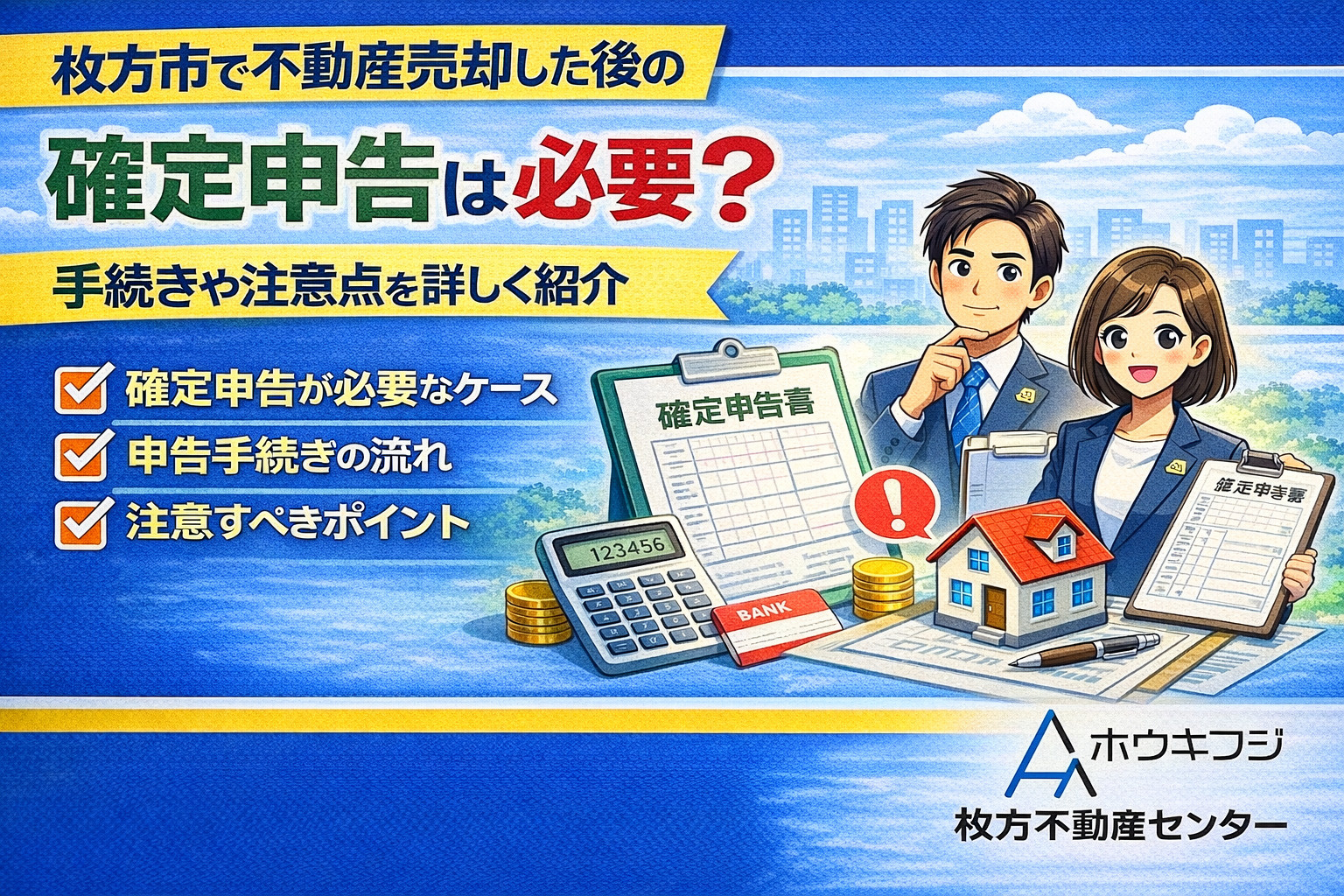 枚方市で不動産売却した後の確定申告は必要？手続きや注意点を詳...の画像