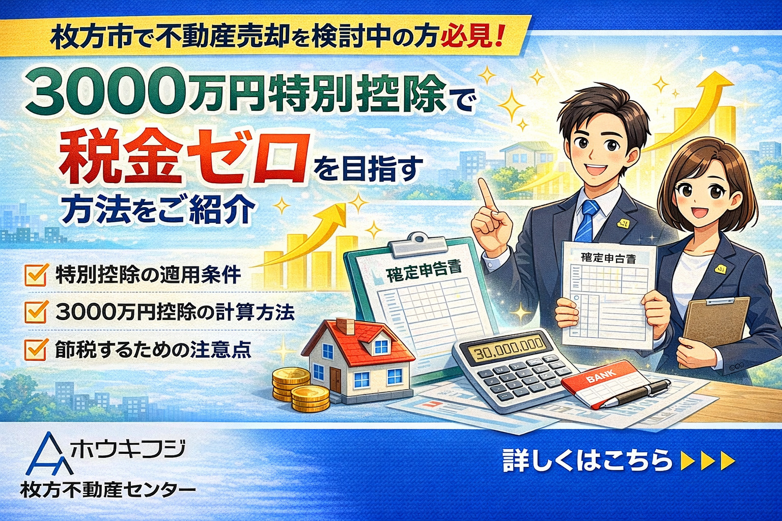 枚方市で不動産売却を検討中の方必見！3000万円特別控除で税...の画像